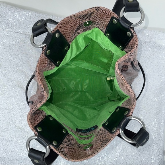 Sharif Studio made in the USA Genuine leather drawstring snake skin handbag - Picture 13 of 16